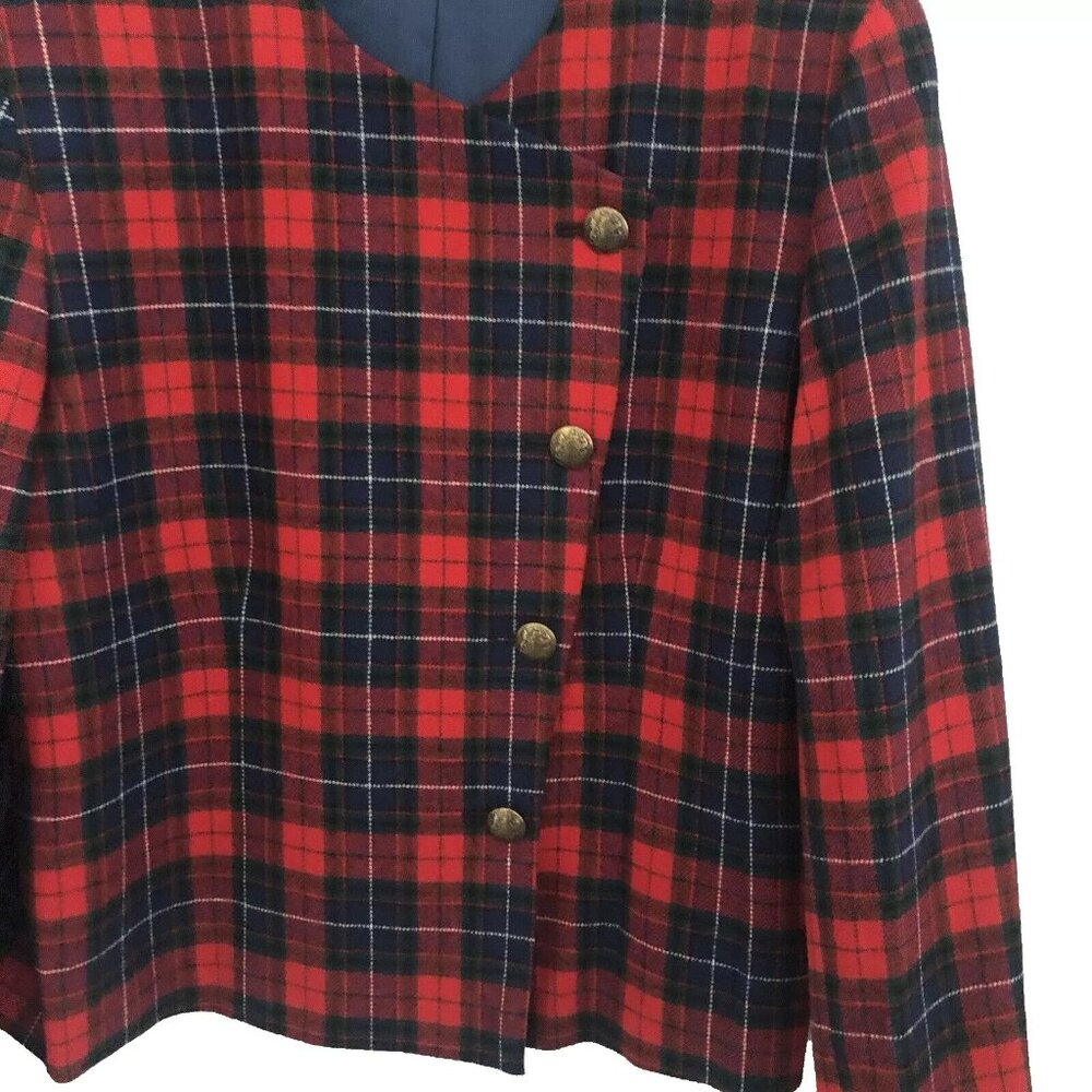 Pendleton Tartan Plaid Wool Jacket Size 14 Vintage - image 4